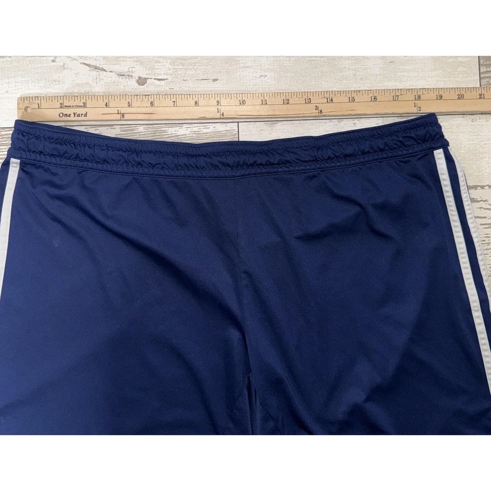 Adidas Shorts Mens XL Blue 9 Inseam Side Stripe Athletic Soccer Gym Training